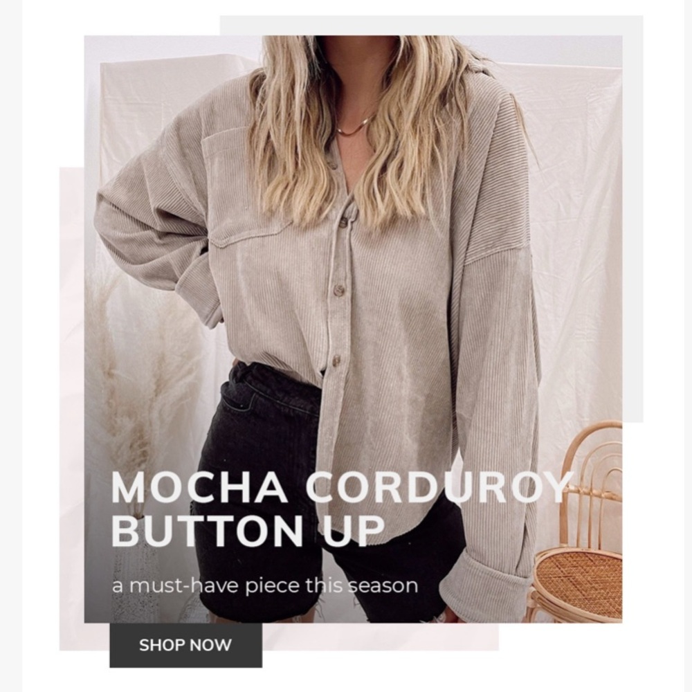 Lane 201 Mocha Corduroy Button Up